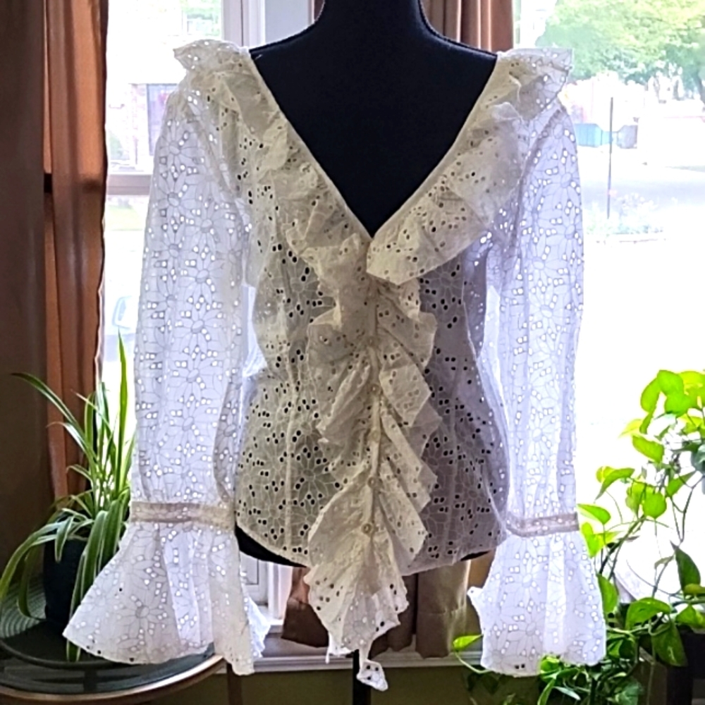 White Eyelet Dressy Blouse